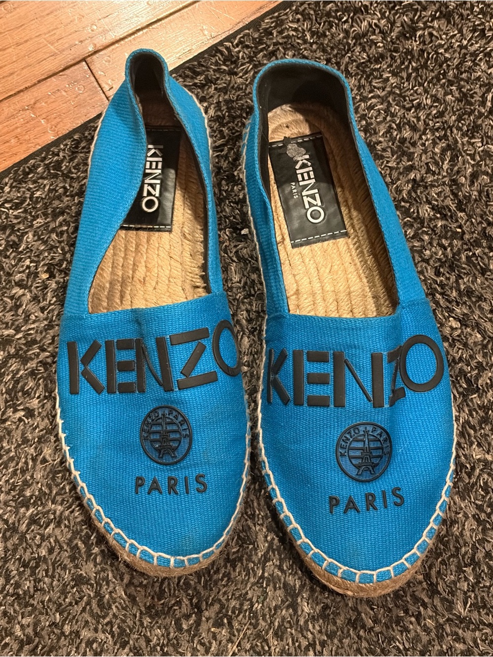 Kenzo Kids Bright Blue Canvas Slip-On Espadrilles size 38